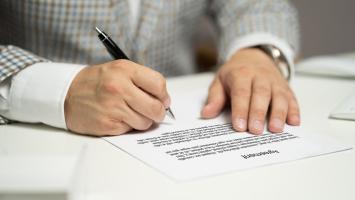 Man signing